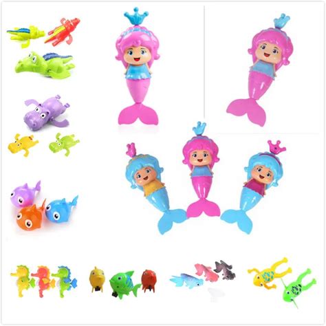 Mermaid Baby Wind Up Bath Toys Lovely Turtle Fish Shark Clockwork Chain Animal Swimming Toy Kids ...