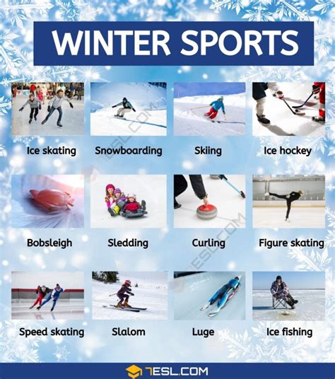 Winter Sports List in English • 7ESL