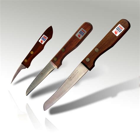 3 pcs Fruit Carving Knife Set Wooden Handle (B) - chopchopchop.co.uk