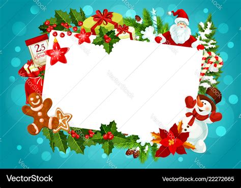 Christmas greeting card empty blank frame Vector Image