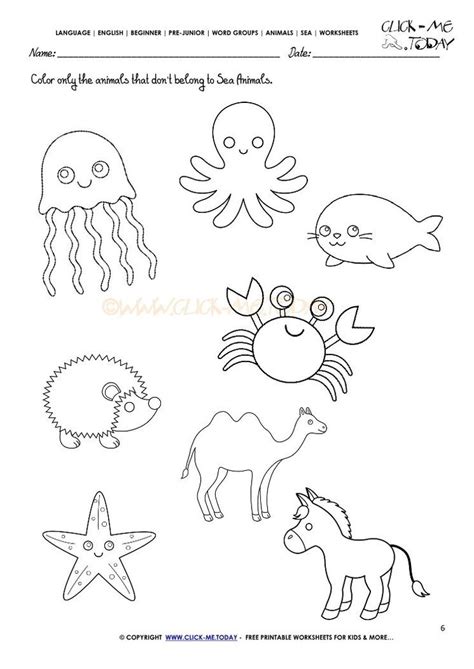Printable Sea Animals Worksheets