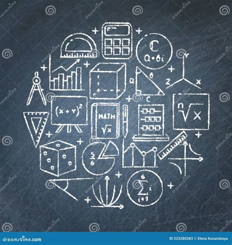 Chalkboard With Math Equation. Realistic Chalked Numbers On Blackboard ...