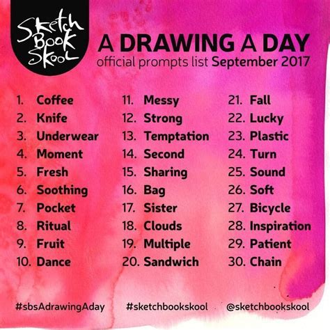 A Drawing A Day Daily Drawing Prompts for September | Sketchbook Skool ...