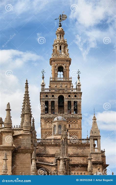 La Giralda Bell Tower of Seville Cathedral in Spain Stock Photo - Image of attraction ...