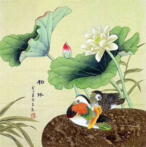 Chinese Mandarin Duck Painting 2547055, 68cm x 68cm(27〃 x 27〃)