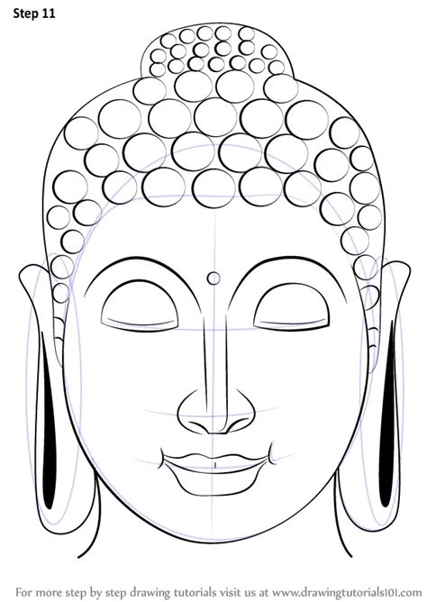 Learn How to Draw Buddha Face (Buddhism) Step by Step : Drawing Tutorials