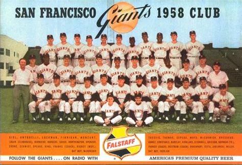 1958 Falstaff Beer San Francisco Giants Team Photo #1 San Francisco Giants | The Trading Card ...