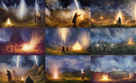 gandalf lighting a large firework in the shire near | Stable Diffusion ...