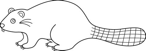 Cute Beaver Line Art - Free Clip Art