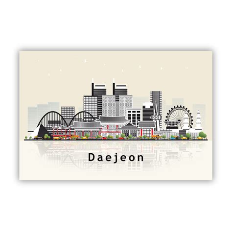 DAEJEON SOUTH KOREA Illustration Skyline Poster Modern - Etsy