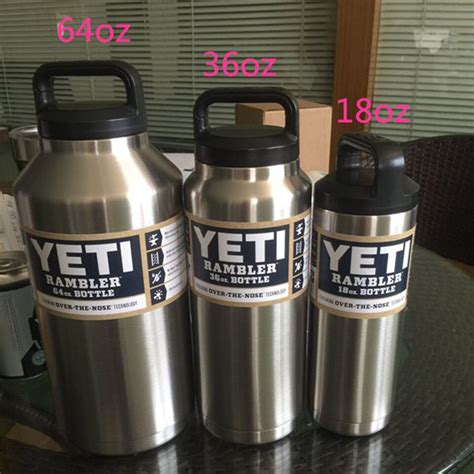 Yeti Rambler Bottles 18oz 36 Oz 64 Oz Large Capacity Sports Bottle Stainless Steel With ...