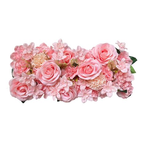 Artificial Flower with Green Leaves Realistic Artificial Rose Flower Row T Stage Decor Wall ...