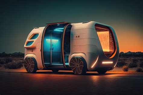 Premium Photo | Futuristic cargo van of future with doors on both sides and illuminated cabin