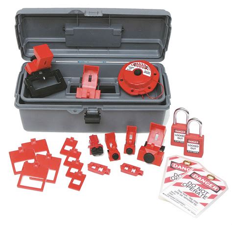 BRADY Portable Lockout Kit, Filled, Electrical Lockout, Tool Box, Gray - 15Y541|99307 - Grainger