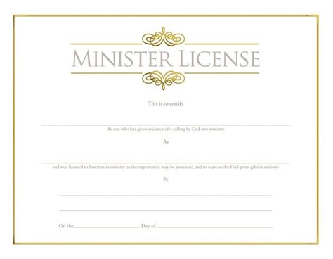 Minister License Certificate Template | Certificate templates, Hard work and dedication, Certificate