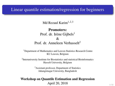 (PDF) Linear quantile estimation/regression for beginners