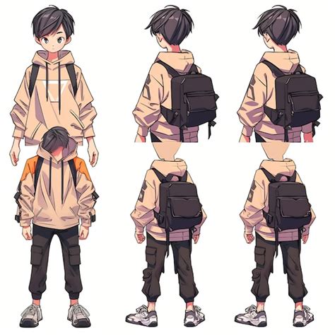 Premium AI Image | Trendy Anime Boy Character Turnaround Concept Art Sheet Showcasing A Handsome ...