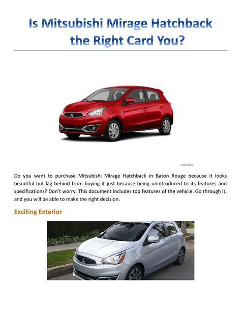 PPT - Is Mitsubishi Mirage Hatchback the Right Card You? PowerPoint Presentation - ID:8101267