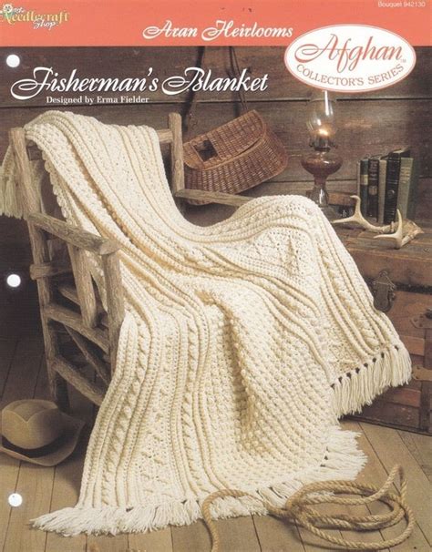 Aran Afghan Crochet Pattern Fisherman's Blanket by PaperButtercup