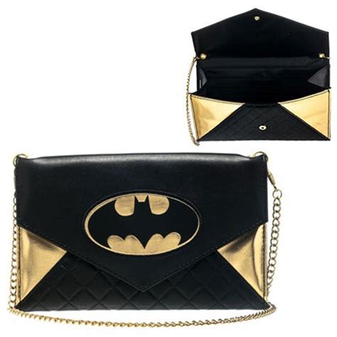 Batman Gold Logo Envelope Wallet Clutch with Chain