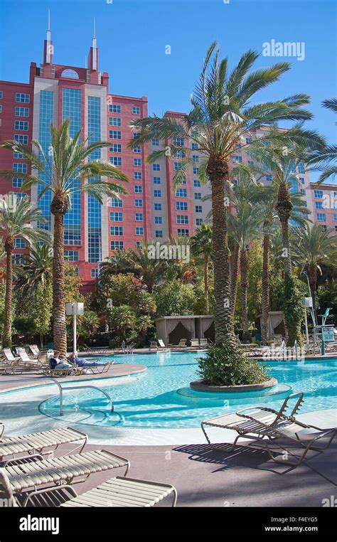 A pool at the Hilton Grand Vacations Club at the Flamingo in Las Vegas, near the Las Vegas Strip ...