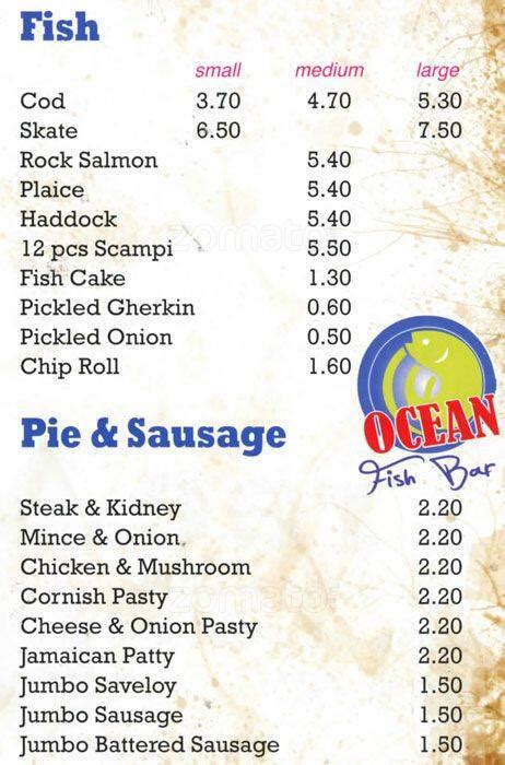 Menu at Ocean Fish Bar, London, 762 Lea Bridge Rd