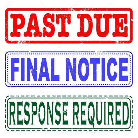 Past due, final notice, response required set stamp — Stock Vector ...