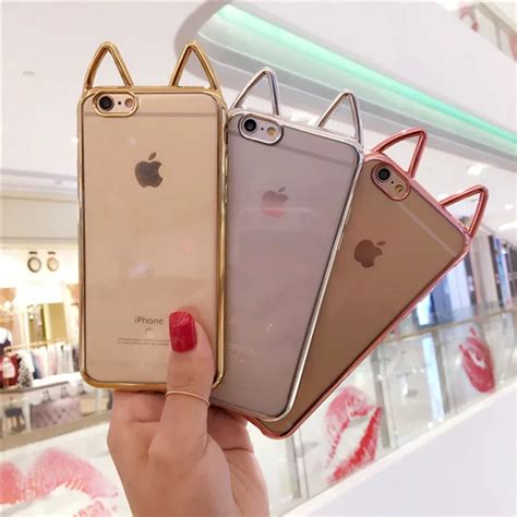 Fashion Cute Cartoon Cat Ears Phone Case For iPhone 8 6 6S 7 Plus Ultra ...