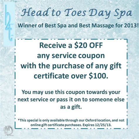 Get $20 OFF Any Service at Head To Toes Spa