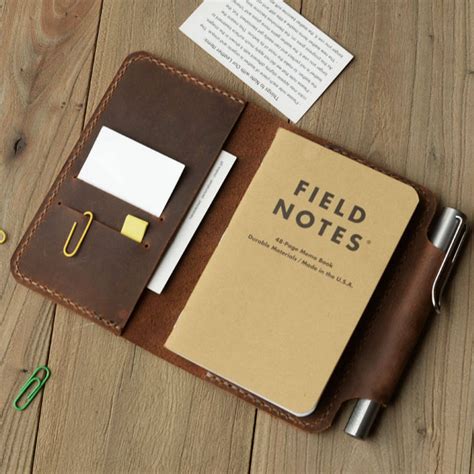 Refillable Genuine Leather Journal Cover for Pocket Size Field Notes ...