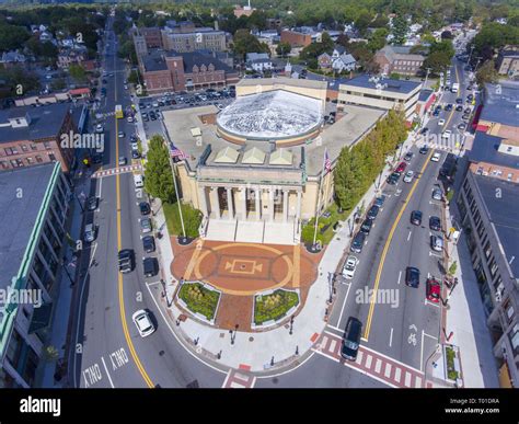 Framingham City Hall and downtown aerial view in downtown Framingham ...