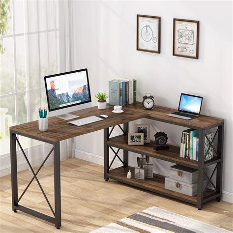 L Shaped Desk With Storage Shelves Corner Computer Desk Pc Laptop Study Table Price in Pakistan ...