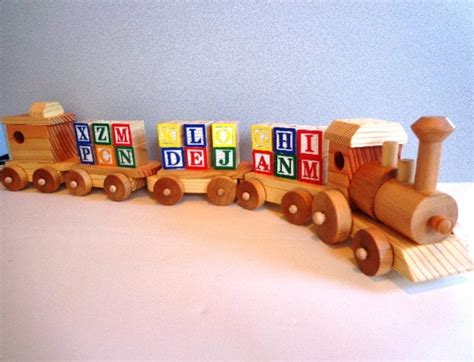 Wooden Toy Alphabet Train Set Heirloom Quality Hand