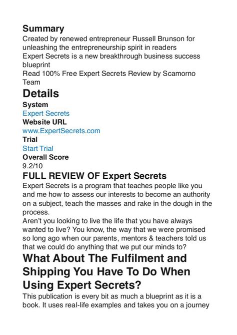 Expert Secrets Russell Brunson PDF Review 1 Expert Secrets Russell ...