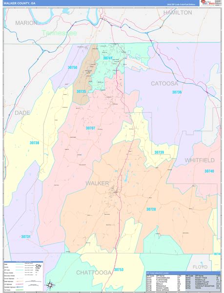 Walker County, GA Wall Map Color Cast Style by MarketMAPS - MapSales