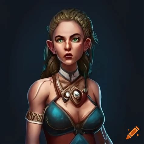 Colorful and detailed female dnd character artwork on Craiyon