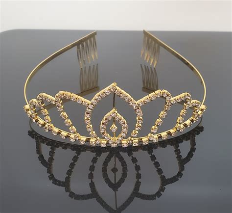 TR0508 Royal Gold Rhinestone Tiara (Large) - FH2.ca