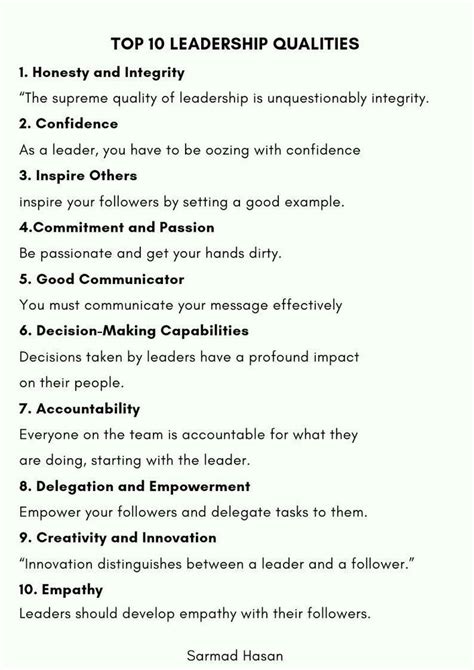 Top 10 Leadership Qualities