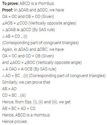 Show that if the diagonals of a quadrilateral bisect each other at right angles - CBSE Class 9 ...