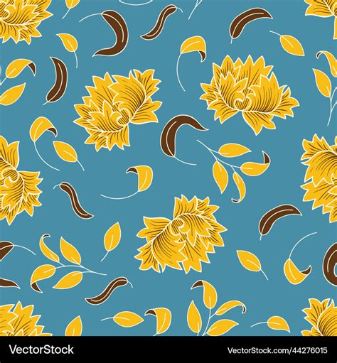 Yellow vintage flowers seamless pattern Royalty Free Vector