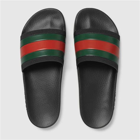 Gucci Rubber Slide Sandal in Black for Men - Lyst