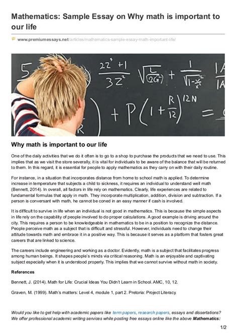 Premiumessays.net mathematics sample essay on why math is important t…