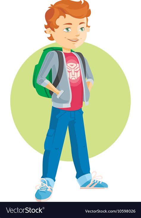 Pupil boy cartoon flat Royalty Free Vector Image