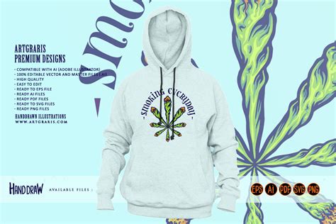 Lit weed joint form into cannabis leaf logo illustrations By ...