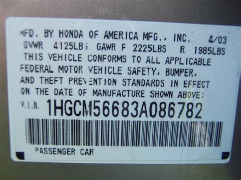 Honda Vin Decoder - Honda Accord Sport