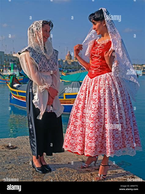 Women in National Dress Malta Stock Photo: 9190859 - Alamy