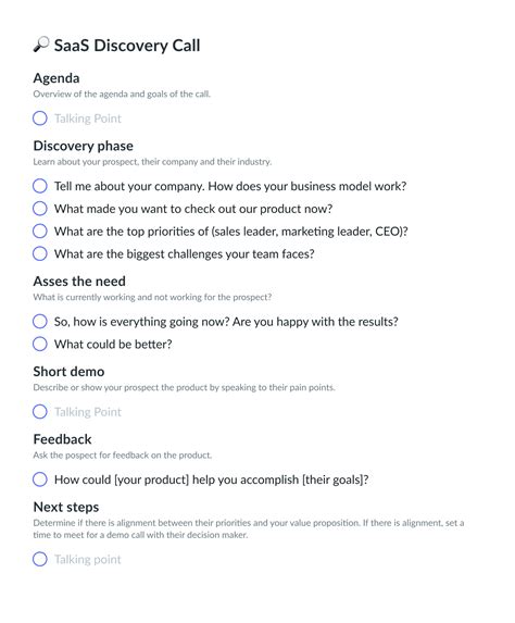 SaaS Discovery Call Template | Fellow.app