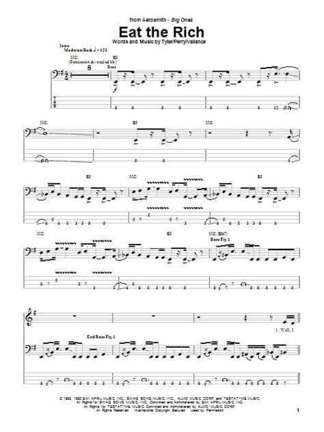 Aerosmith Eat The Rich Sheet Music Notes, Chords | Sheet music notes, Sheet music, Music notes