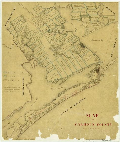 Indianola Texas Artifacts | 1863 Map of Calhoun County | Texas Tejano ...