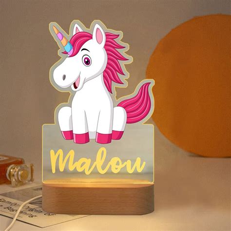 Night Light Rainbow Unicorn LED USB Night Light Custom - Etsy